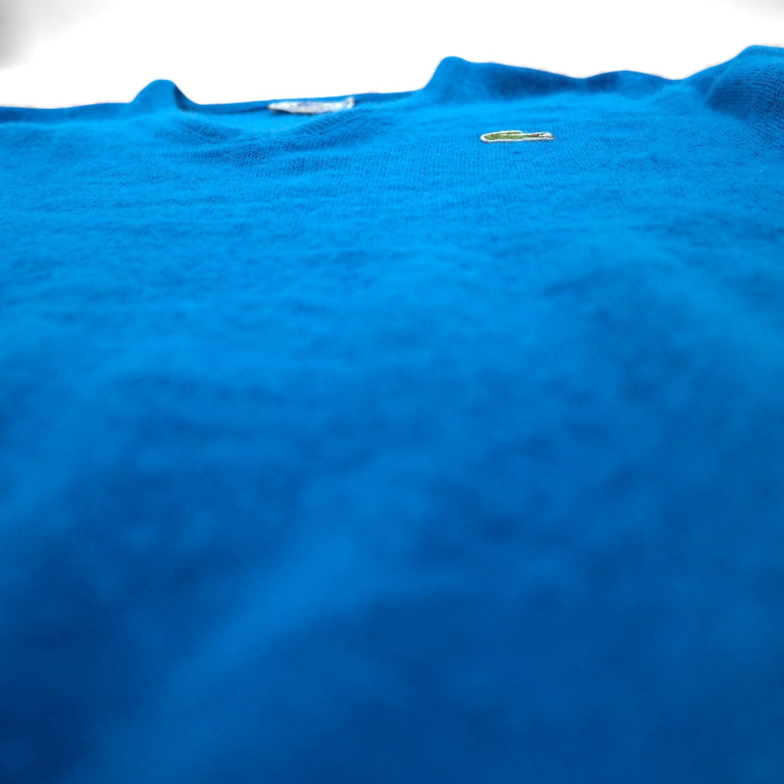 LACOSTE 70年代 ヴィンテージ Vネック アクリルニット セーター XL ブルー 糸巻タグ