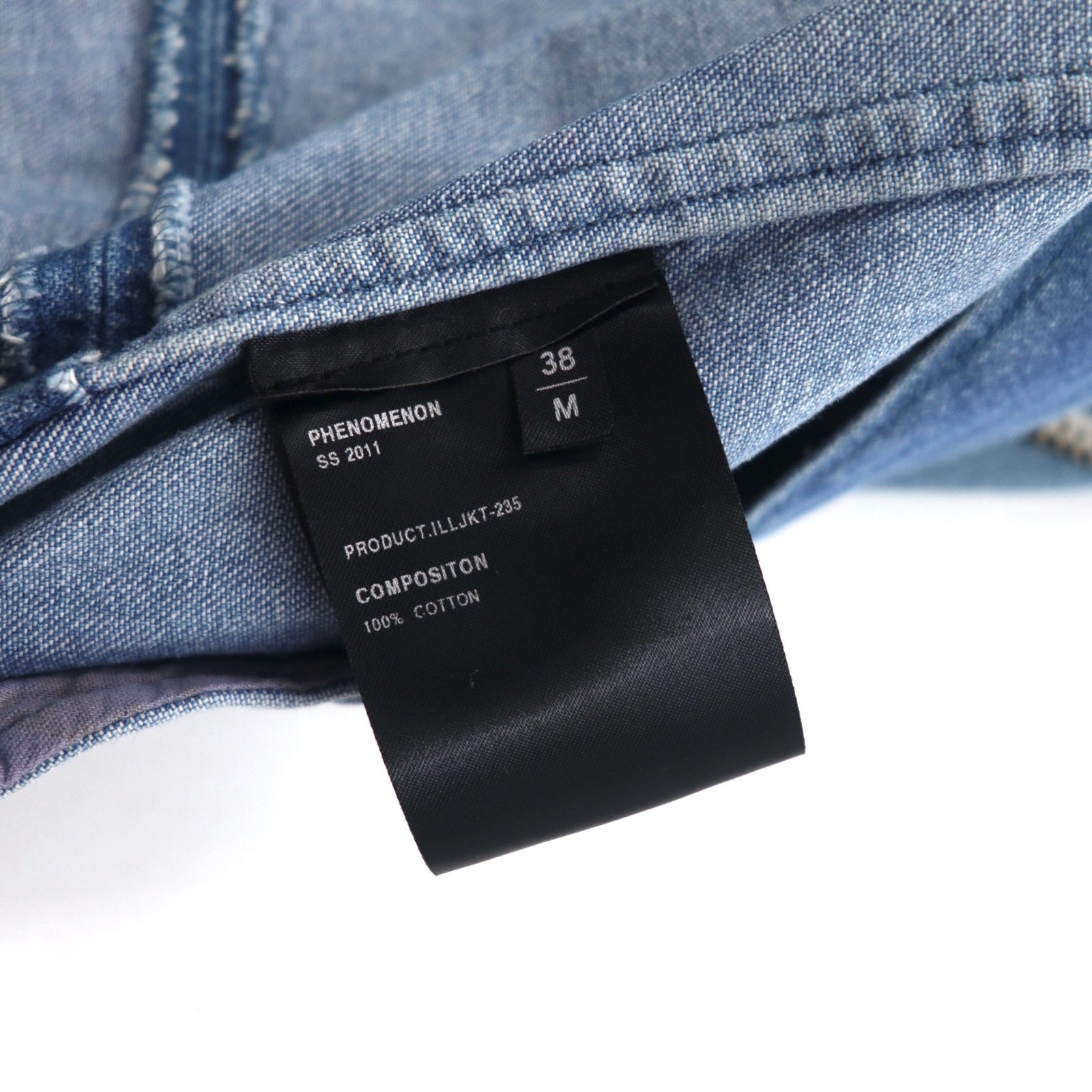 PHENOMENON Giacca in denim doppio petto stile motociclista taglia M, indaco blu, cotone JKT-235 Made in Japan