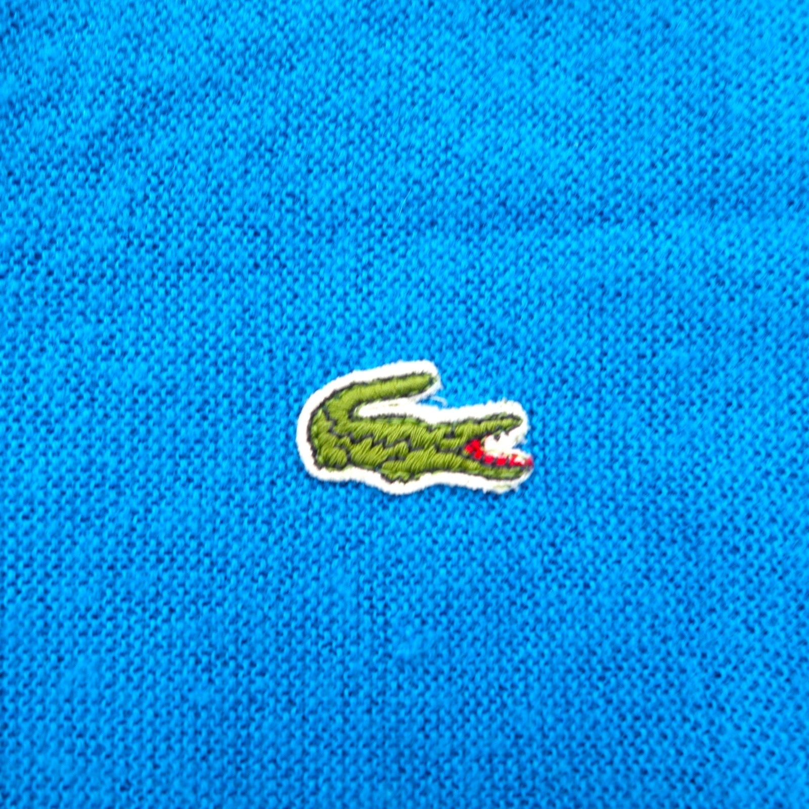 LACOSTE 70年代 ヴィンテージ Vネック アクリルニット セーター XL ブルー 糸巻タグ