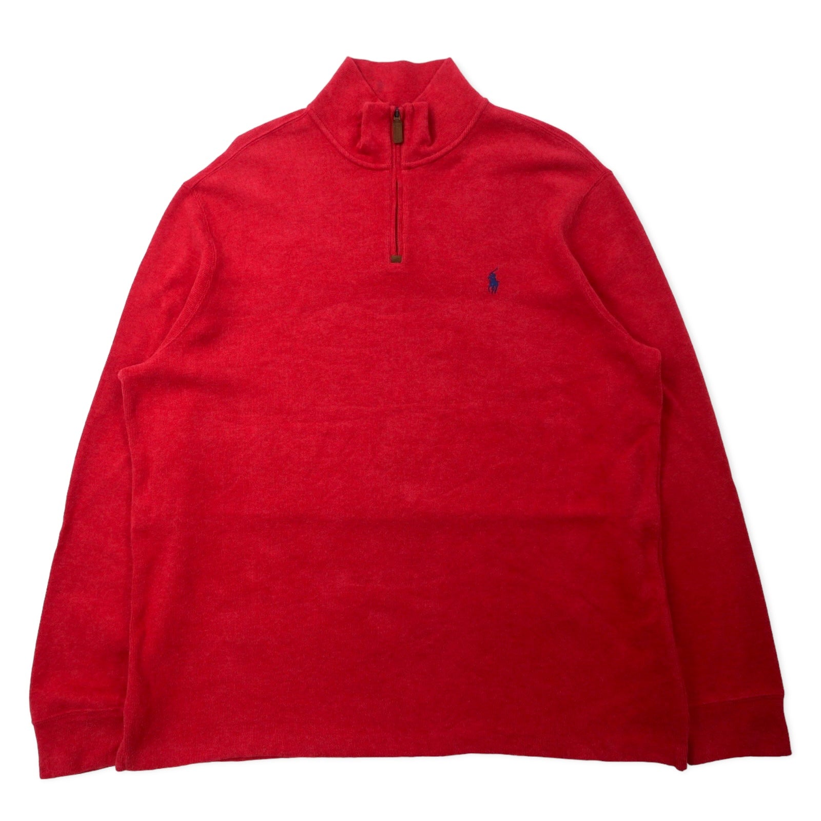 POLO RALPH LAUREN Felpa con cerniera a mezza altezza XL Rossa in cotone con ricamo Small Pony taglia grande