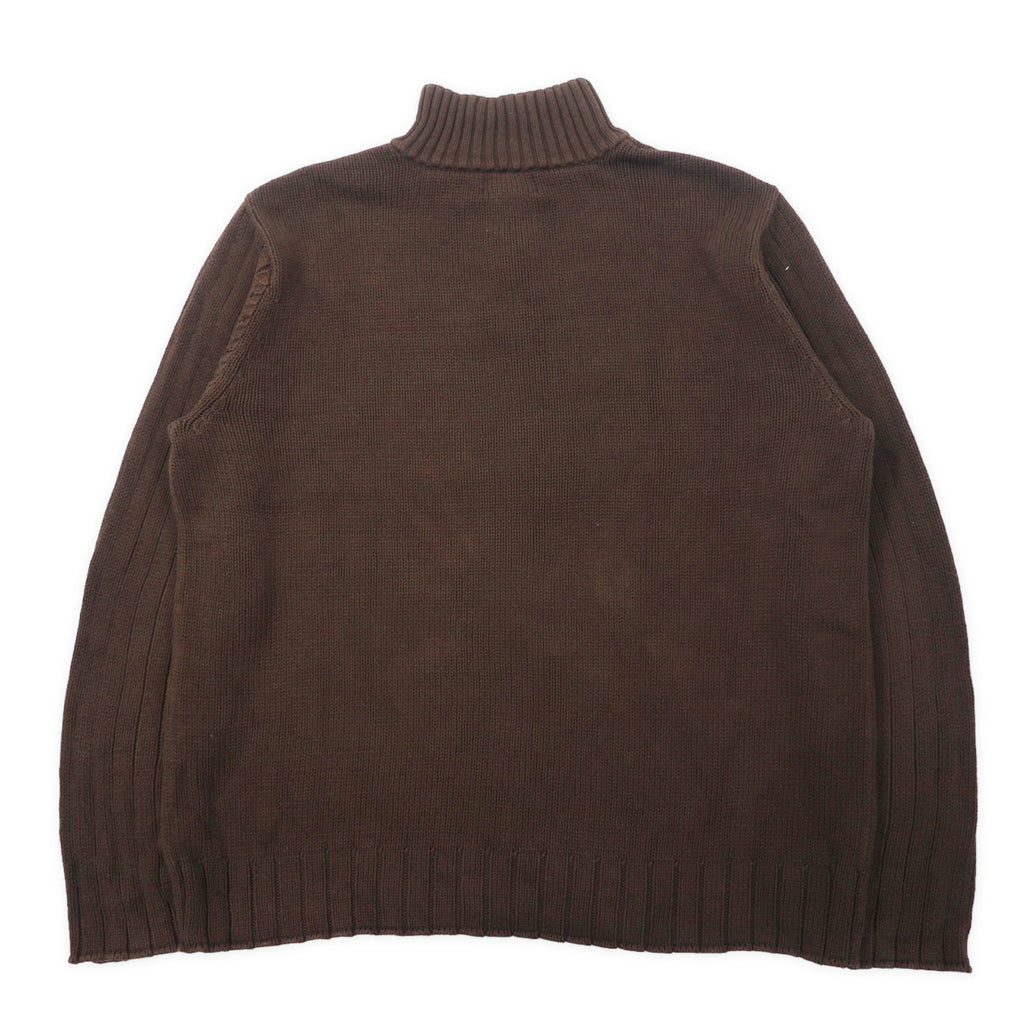 POLO JEANS COMPANY RALPH LAUREN Maglione in maglia a mezza zip XXL Marrone Cotone Cerniera IDEAL Oversize