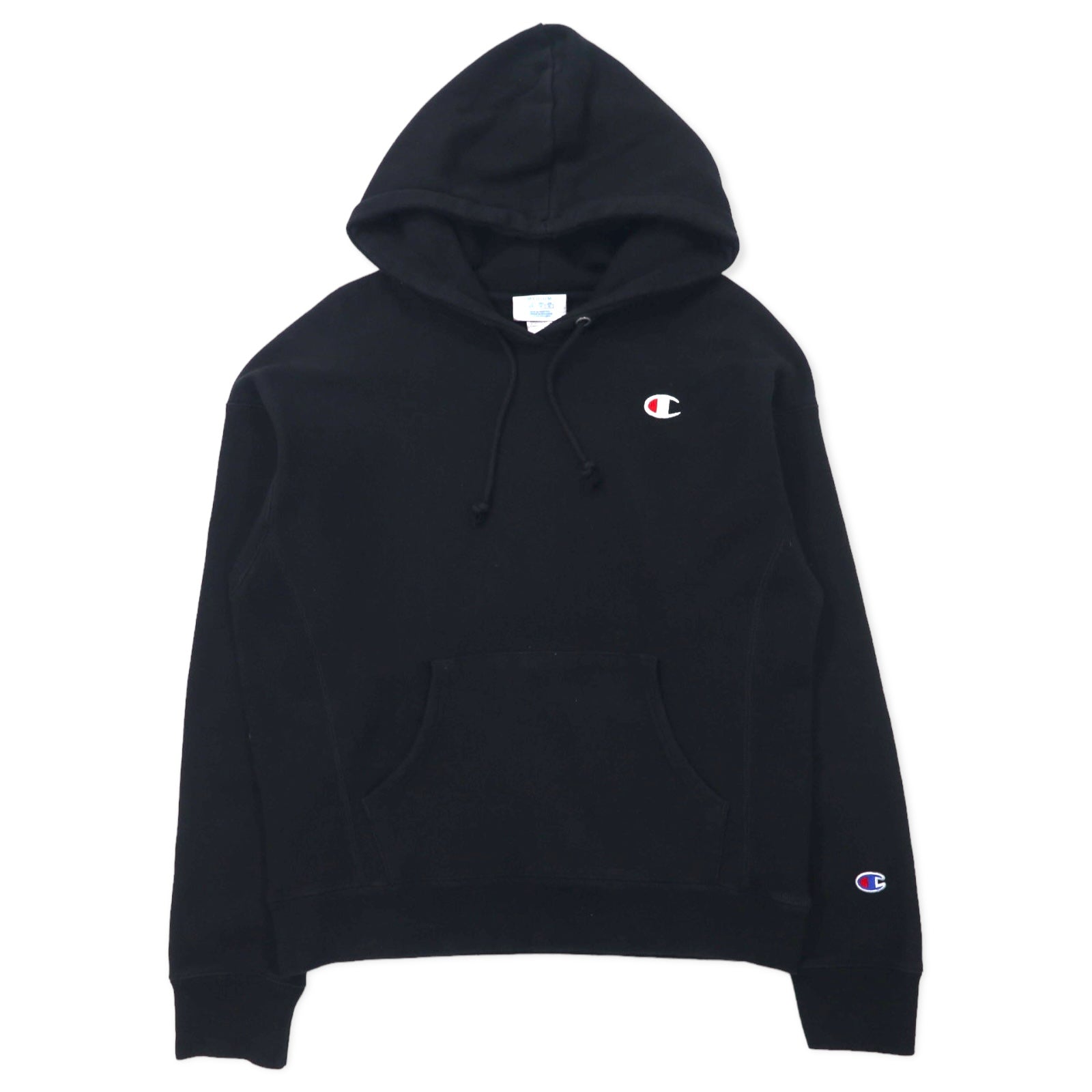 Champion Reverse Weave Felpa con cappuccio pullover XL Nera Cotone Etichetta blu ricamata Replica Prodotta in Honduras