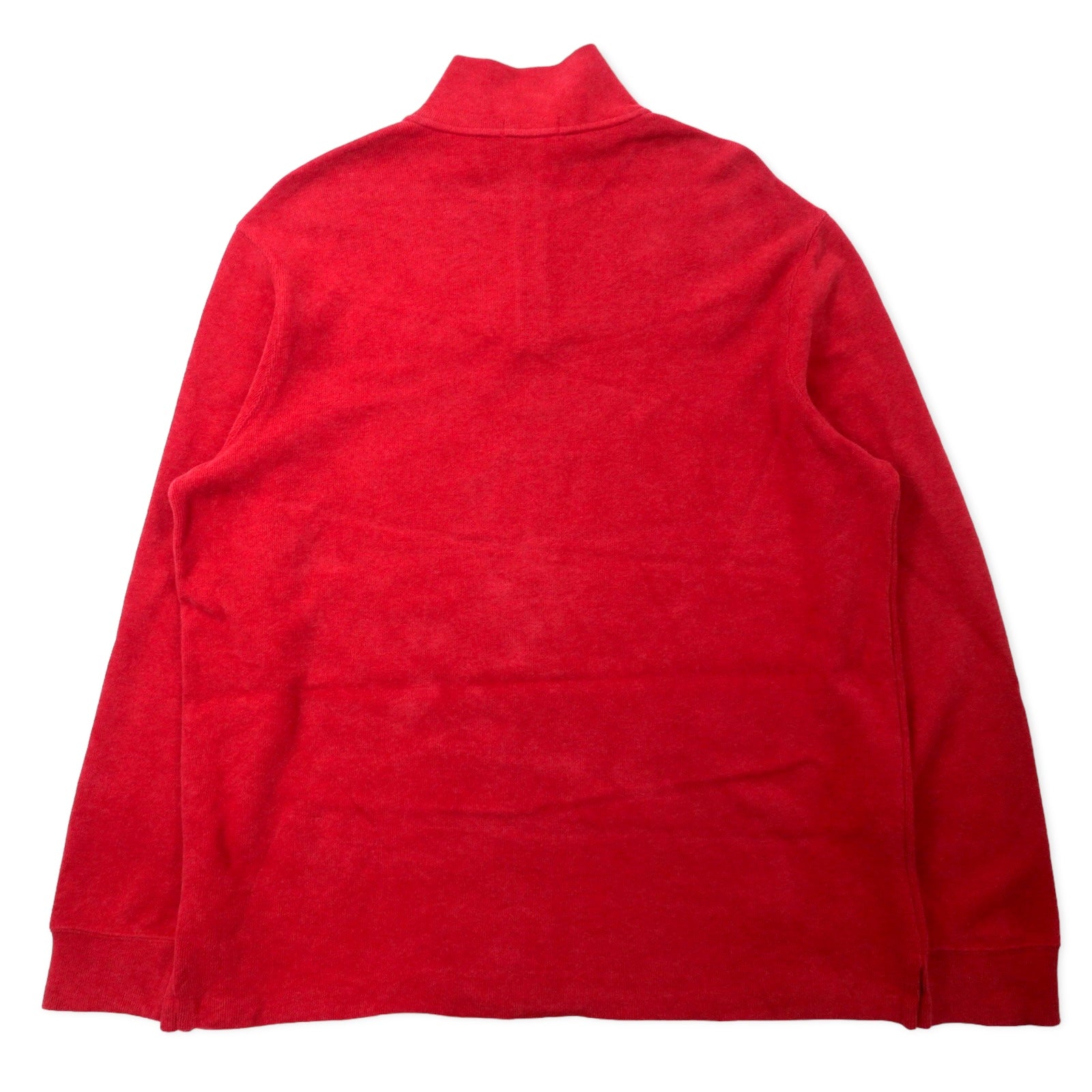 POLO RALPH LAUREN Felpa con cerniera a mezza altezza XL Rossa in cotone con ricamo Small Pony taglia grande