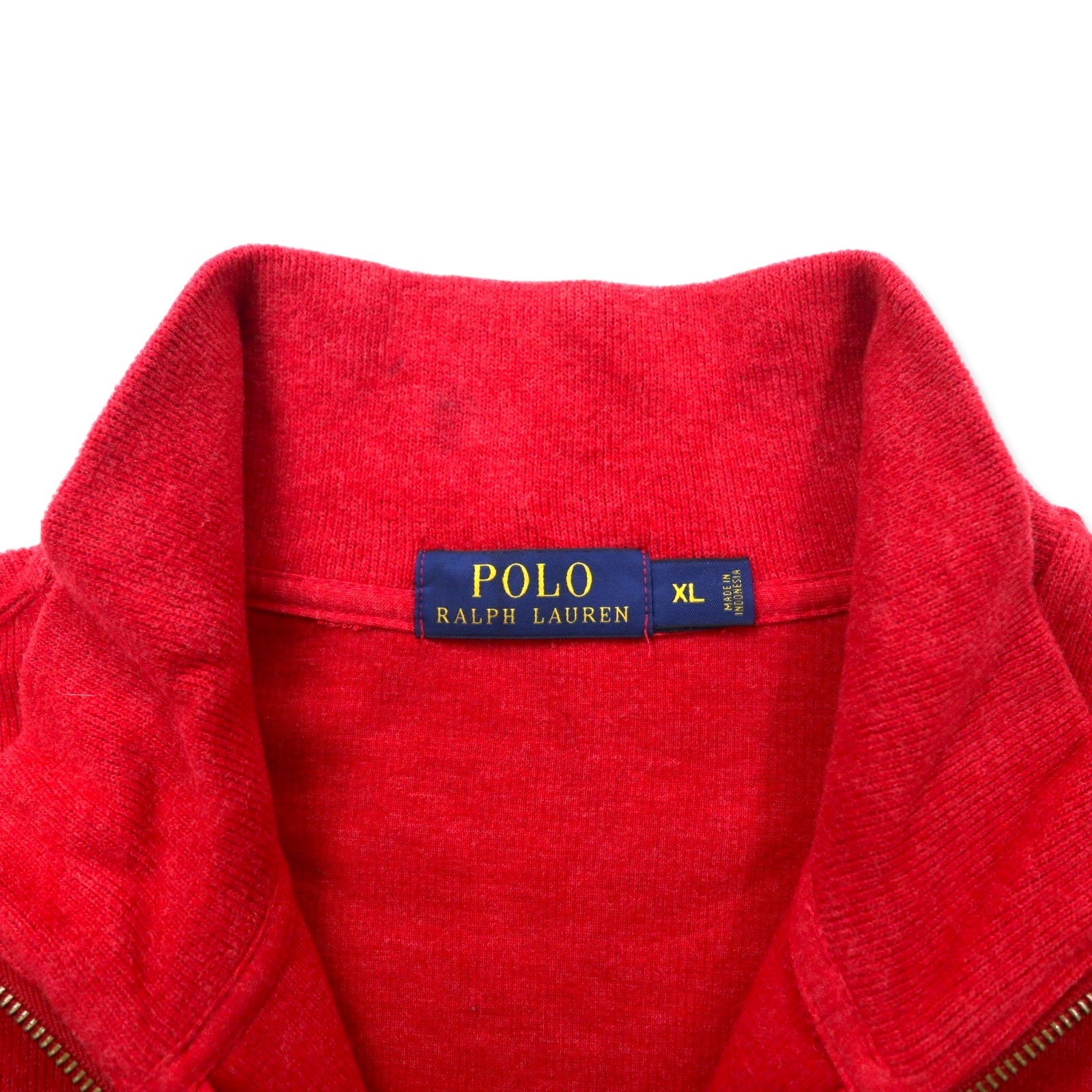 POLO RALPH LAUREN Felpa con cerniera a mezza altezza XL Rossa in cotone con ricamo Small Pony taglia grande
