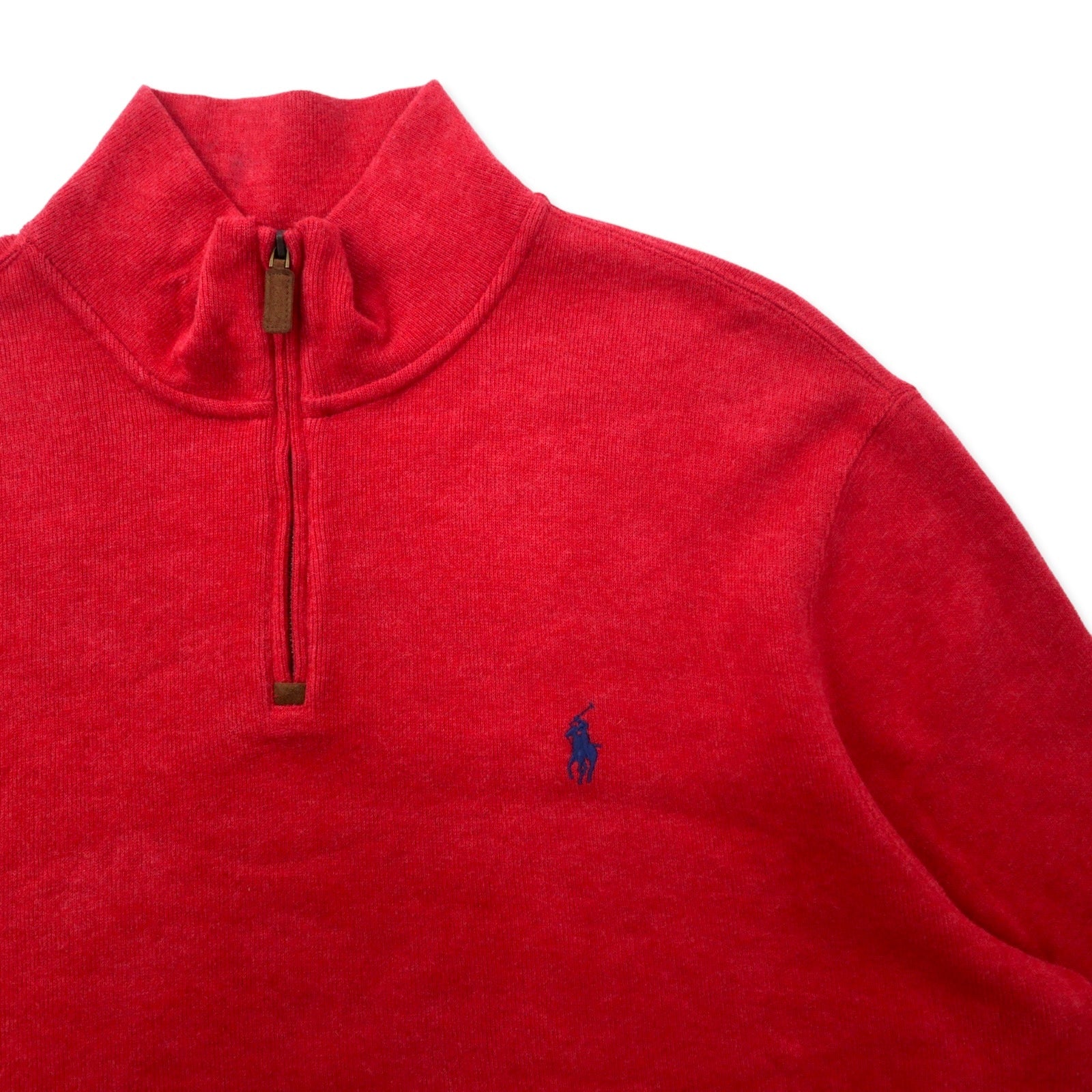 POLO RALPH LAUREN Felpa con cerniera a mezza altezza XL Rossa in cotone con ricamo Small Pony taglia grande