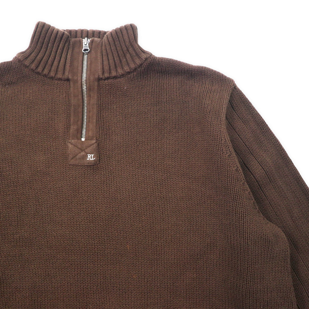 POLO JEANS COMPANY RALPH LAUREN Maglione in maglia a mezza zip XXL Marrone Cotone Cerniera IDEAL Oversize