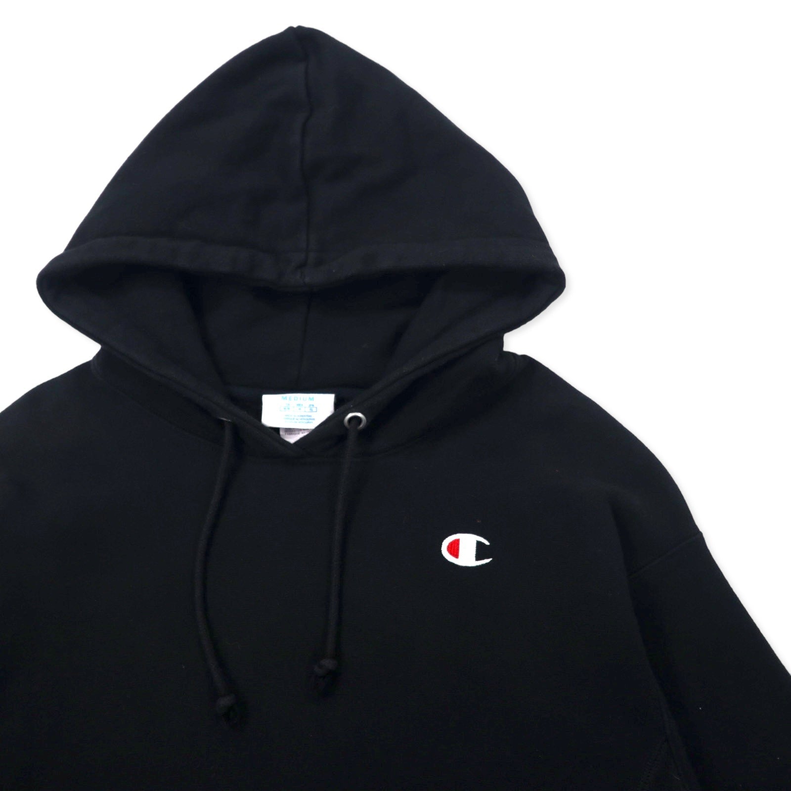 Champion Reverse Weave Felpa con cappuccio pullover XL Nera Cotone Etichetta blu ricamata Replica Prodotta in Honduras