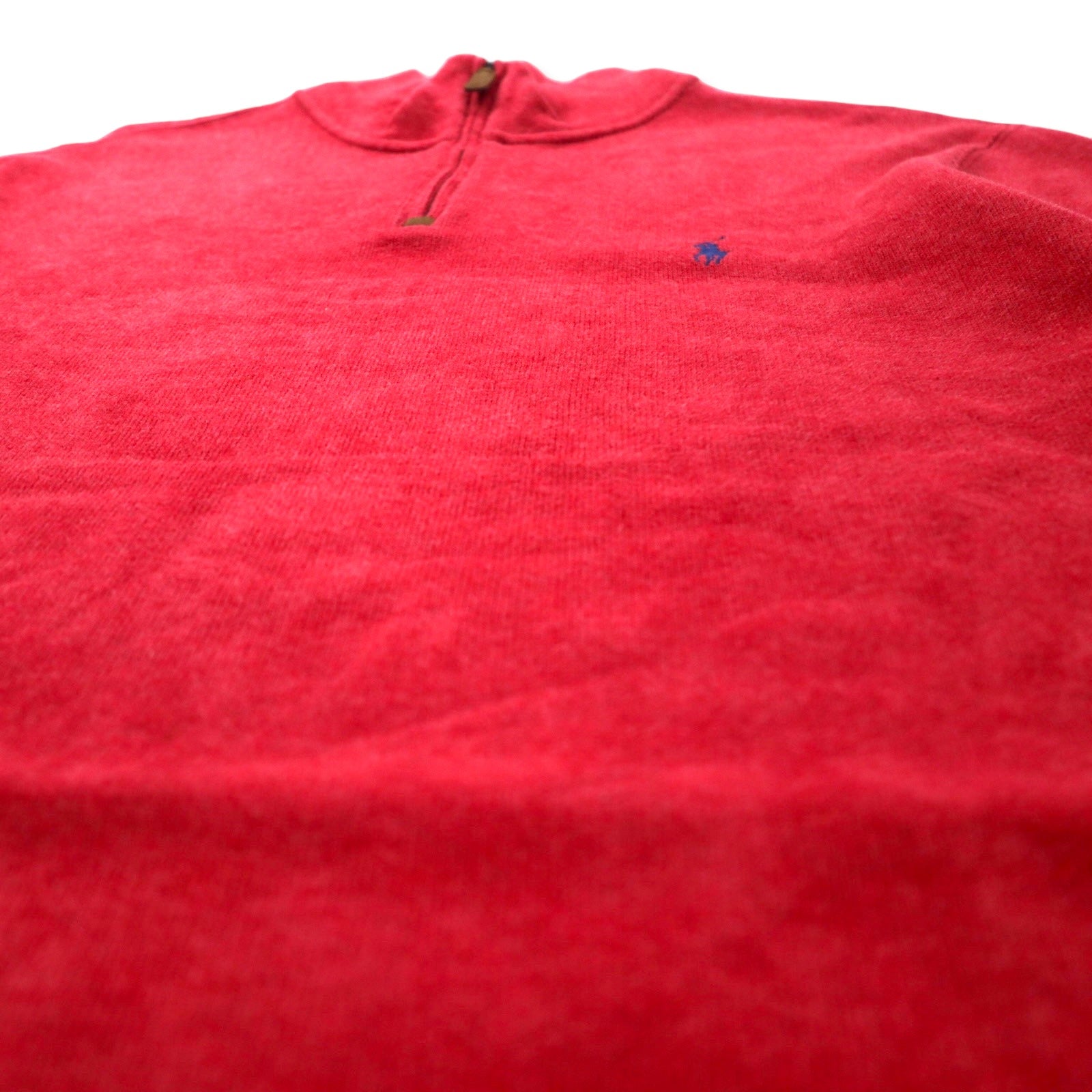 POLO RALPH LAUREN Felpa con cerniera a mezza altezza XL Rossa in cotone con ricamo Small Pony taglia grande