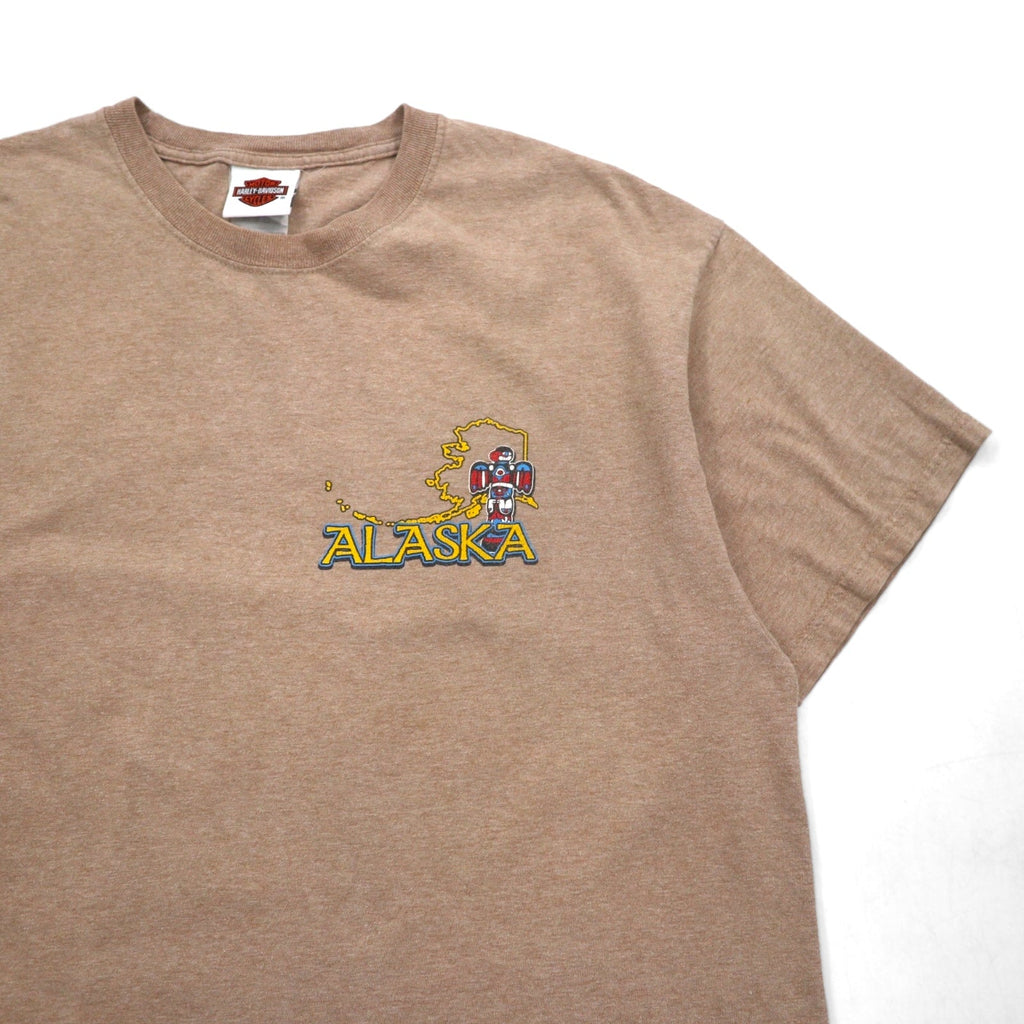 HARLEY DAVIDSON T-shirt stampata Hanes BEEFY-T made in USA XL cotone beige ALASKA