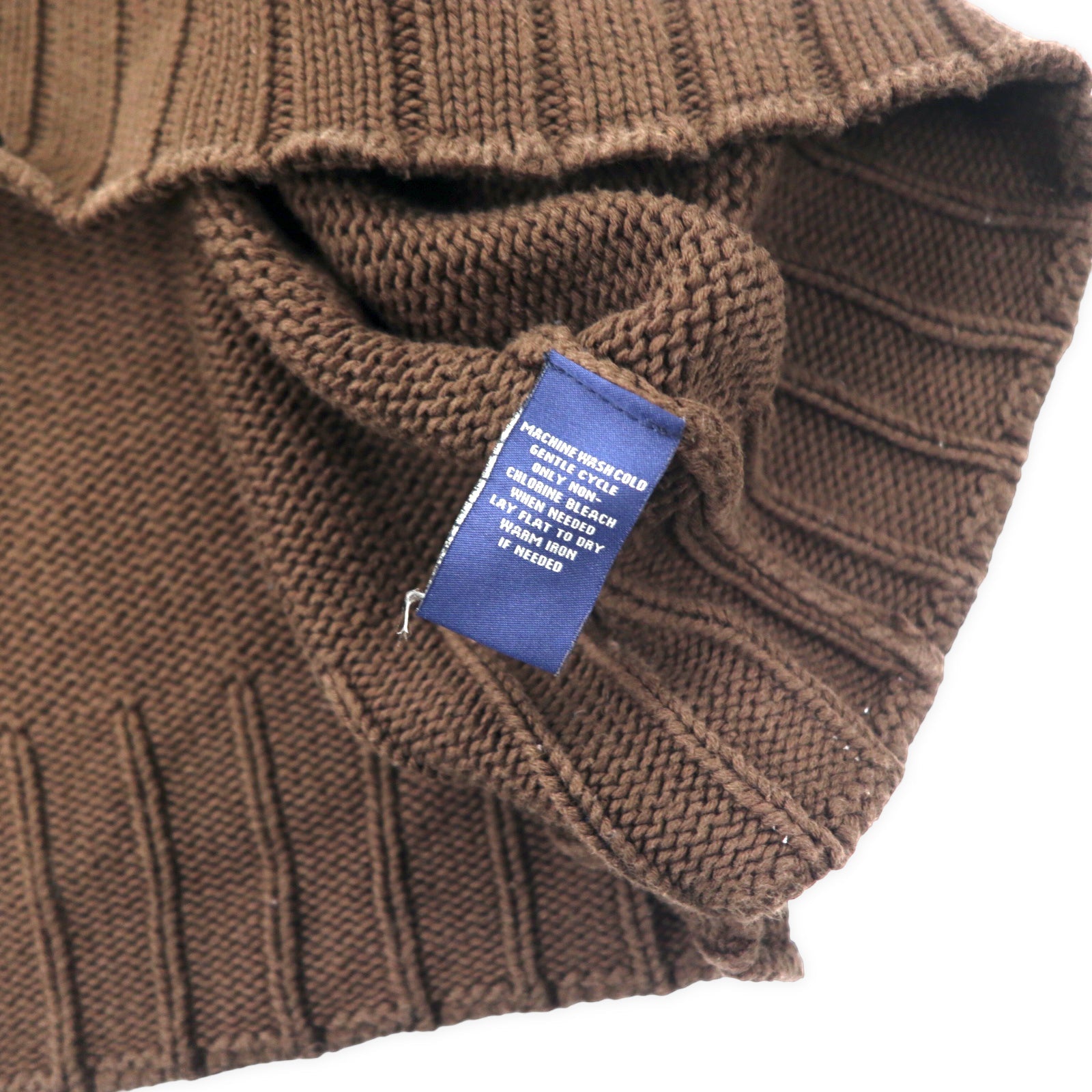 POLO JEANS COMPANY RALPH LAUREN Maglione in maglia a mezza zip XXL Marrone Cotone Cerniera IDEAL Oversize
