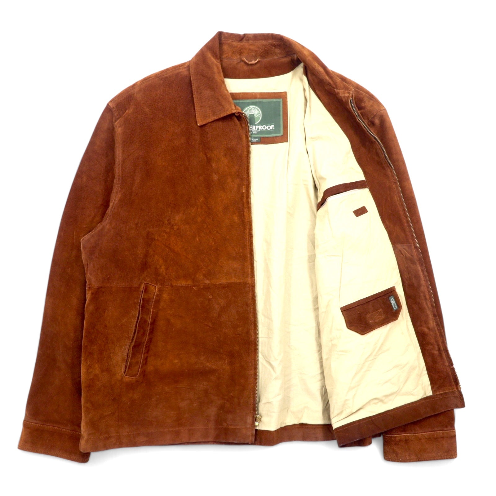WEATHERPROOF anni '90, giubbotto swing top in pelle scamosciata, taglia XL, colore marrone