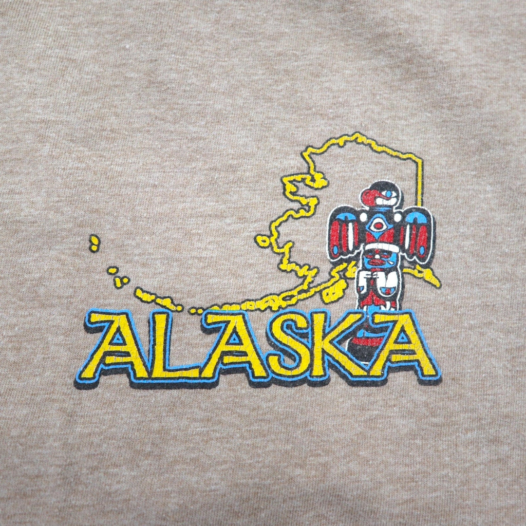 HARLEY DAVIDSON T-shirt stampata Hanes BEEFY-T made in USA XL cotone beige ALASKA