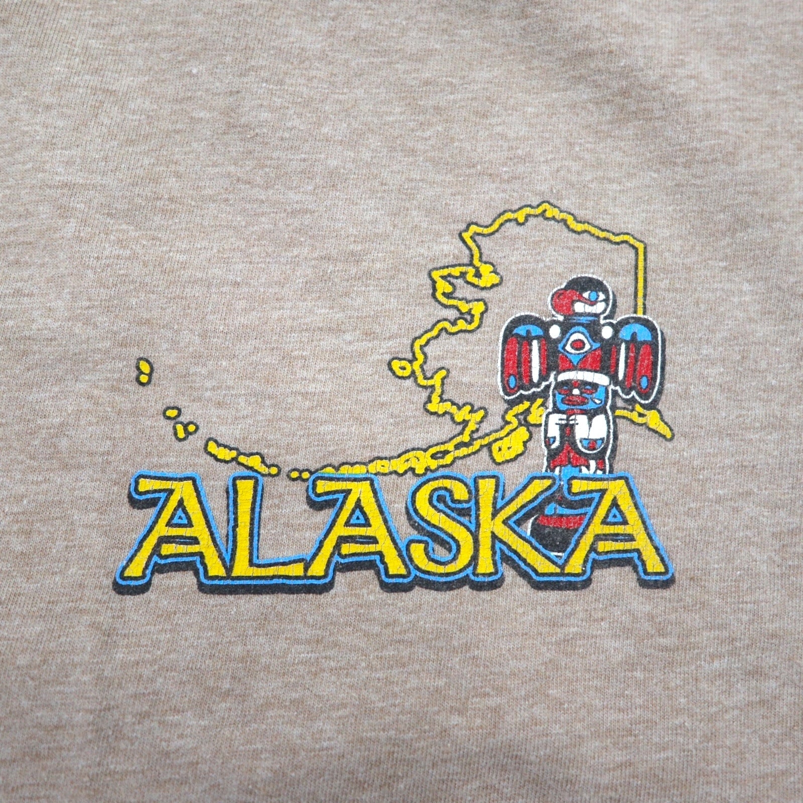 HARLEY DAVIDSON T-shirt stampata Hanes BEEFY-T made in USA XL cotone beige ALASKA