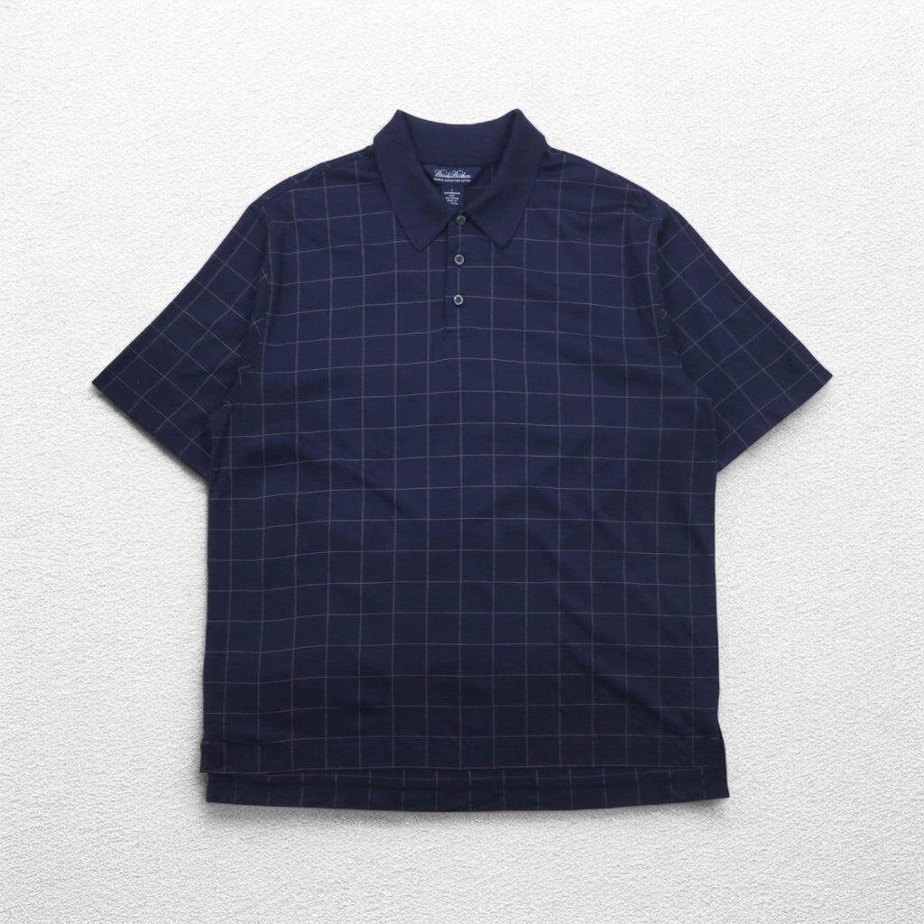 Brooks Brothers Polo in maglia Performance L a quadri blu navy in cotone doppio mercerizzato mercerizzato
