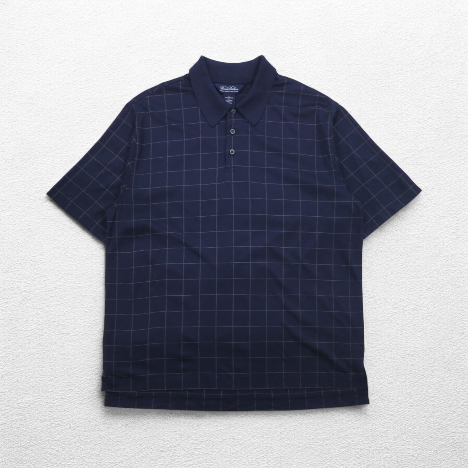 Brooks Brothers Polo in maglia Performance L a quadri blu navy in cotone doppio mercerizzato mercerizzato