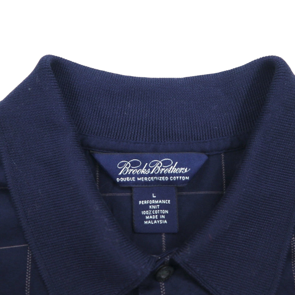Brooks Brothers Polo in maglia Performance L a quadri blu navy in cotone doppio mercerizzato mercerizzato