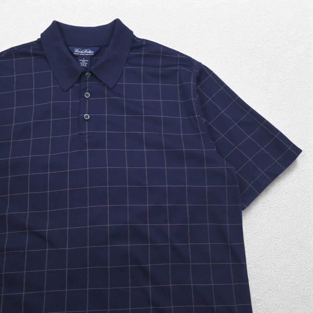 Brooks Brothers Polo in maglia Performance L a quadri blu navy in cotone doppio mercerizzato mercerizzato