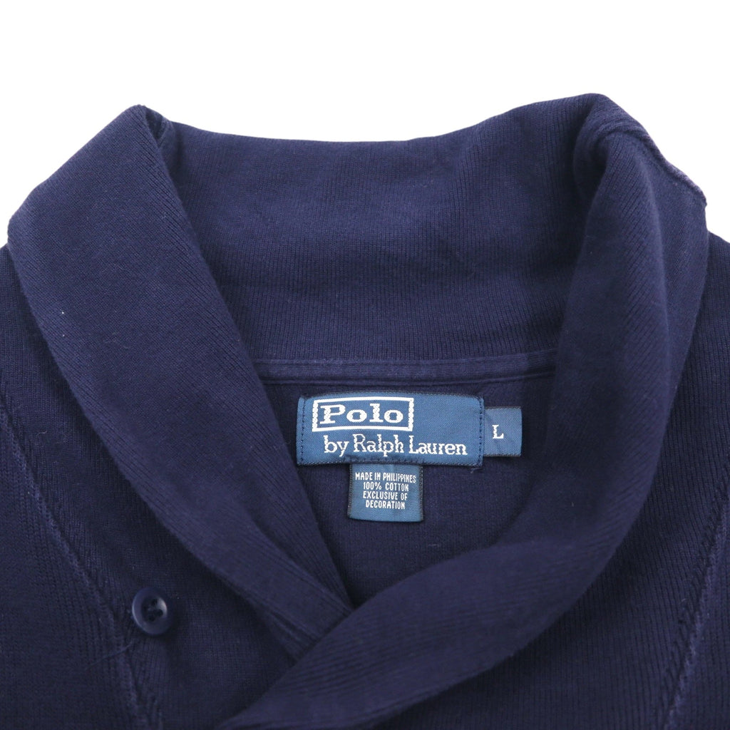 Polo Ralph Lauren 90年代 ショールカラー スウェット トレーナー L ネイビー スモールポニー刺繍