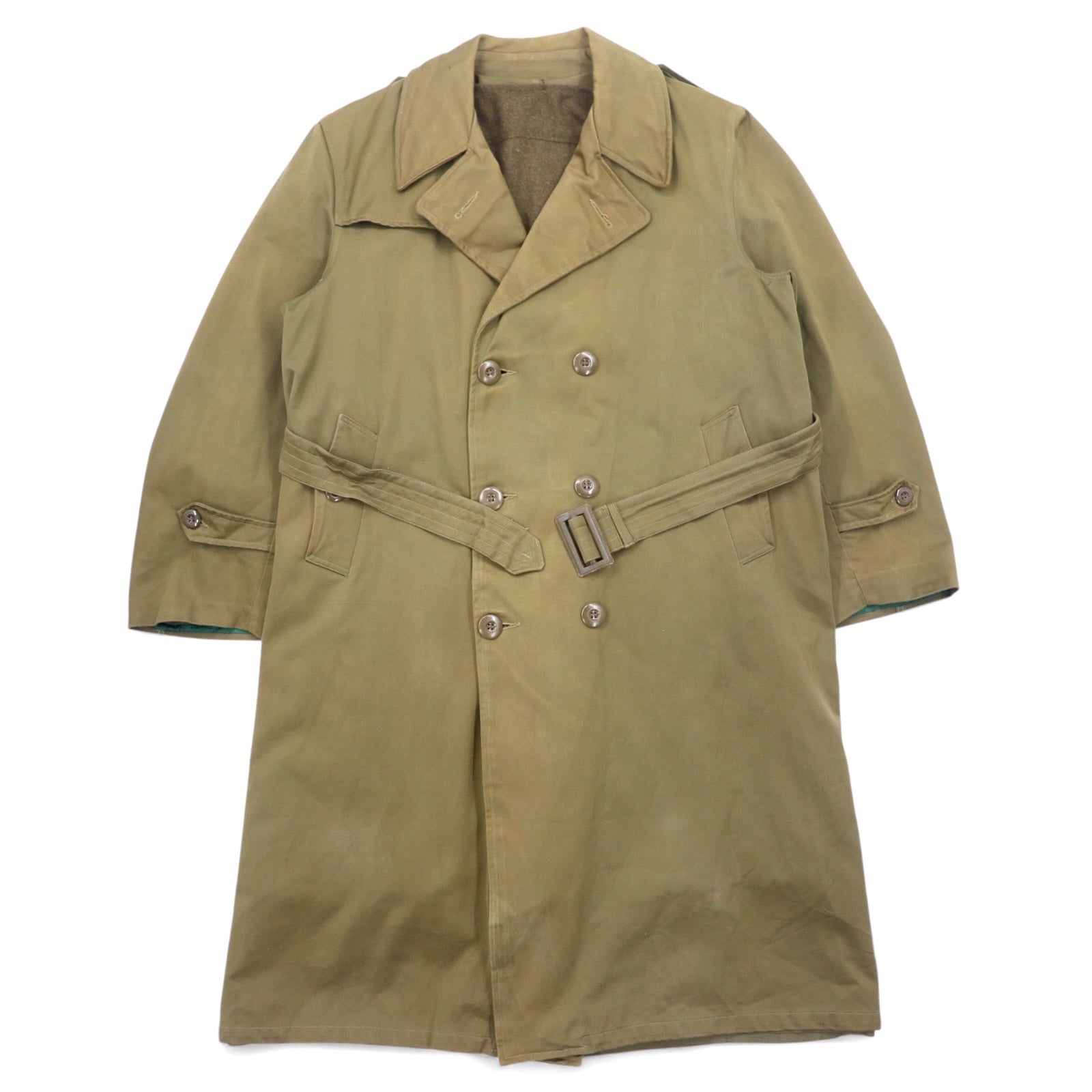 60s French Overcoat Prodotto in Francia Anni '60 Vintage Europeo Cappotto Militare Trench XL Kaki Bottoni in resina PORTEZ IMPER FBA Fodera rimovibile Cantre LA PLUIE et Cantre LE FROID