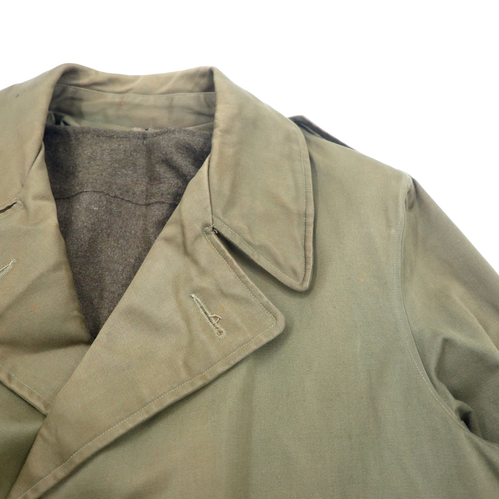 60s French Overcoat Prodotto in Francia Anni '60 Vintage Europeo Cappotto Militare Trench XL Kaki Bottoni in resina PORTEZ IMPER FBA Fodera rimovibile Cantre LA PLUIE et Cantre LE FROID