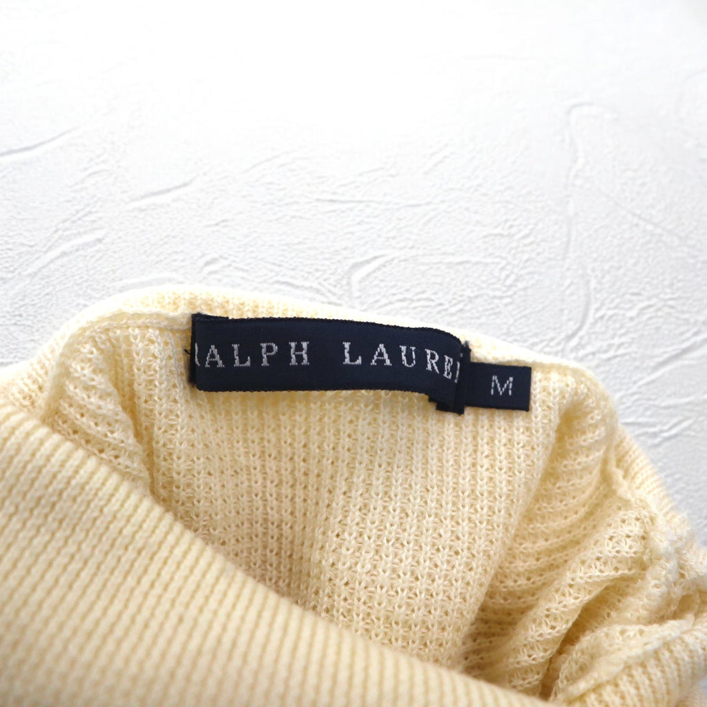 RALPH LAUREN Dolcevita in maglia termica M bianca con ricamo Union Jack