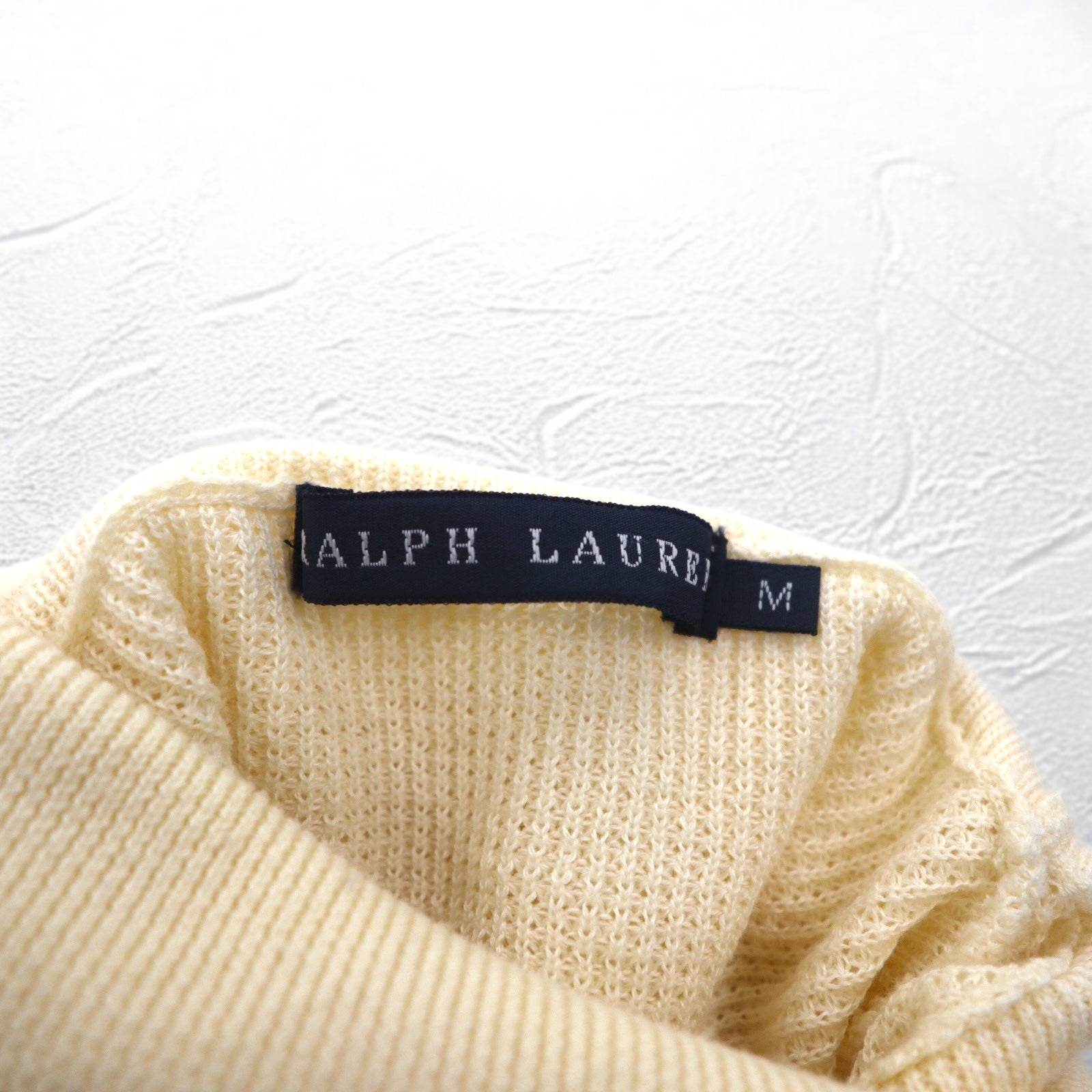 RALPH LAUREN Dolcevita in maglia termica M bianca con ricamo Union Jack