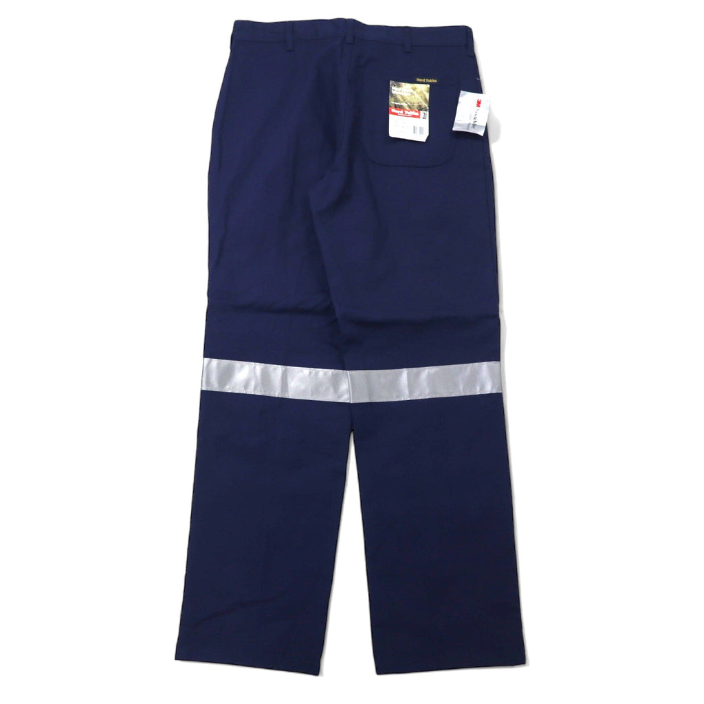 Hard Yakka Pantaloni da Lavoro con Pieghe Centrali e Pinces 87R Blu Scuro Cotone Riflettori 3M Scotchlite Nuovo con Etichette