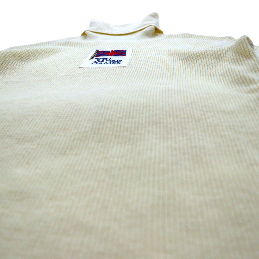 RALPH LAUREN Dolcevita in maglia termica M bianca con ricamo Union Jack