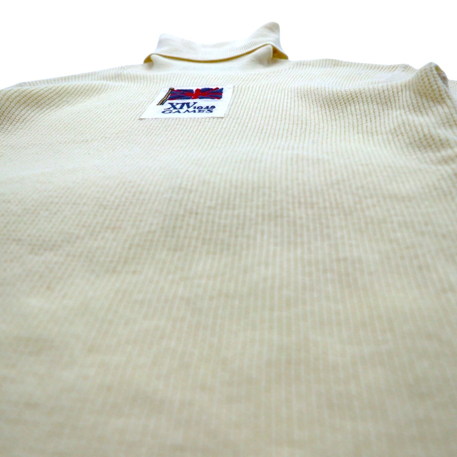 RALPH LAUREN Dolcevita in maglia termica M bianca con ricamo Union Jack
