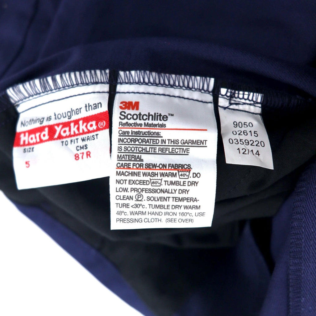 Hard Yakka Pantaloni da Lavoro con Pieghe Centrali e Pinces 87R Blu Scuro Cotone Riflettori 3M Scotchlite Nuovo con Etichette