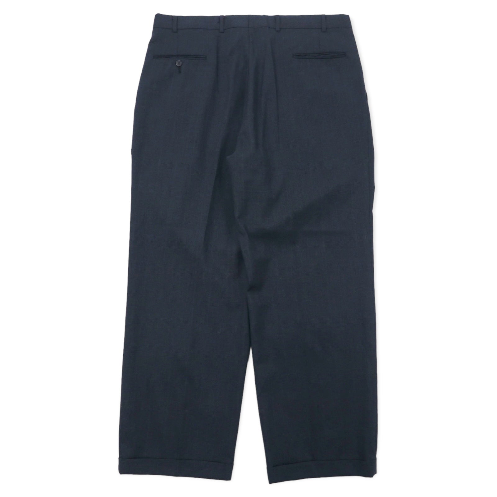 TAILORS ROW by Deansgate USA anni '80 Pantaloni a gamba larga con due pinces W96 Grigio a quadri Lana Bottoni per bretelle