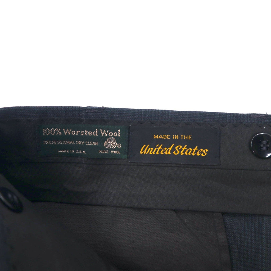 TAILORS ROW by Deansgate USA anni '80 Pantaloni a gamba larga con due pinces W96 Grigio a quadri Lana Bottoni per bretelle