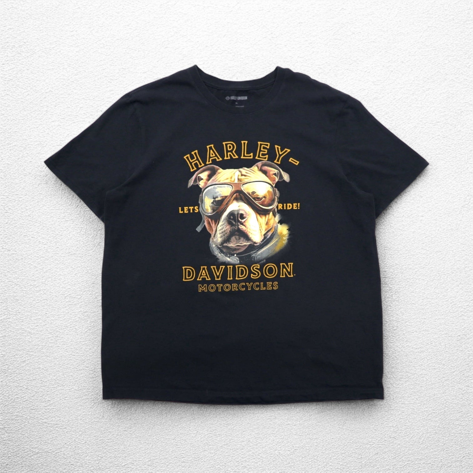 Maglietta HARLEY DAVIDSON con stampa fronte-retro, taglia XL, nera, in cotone, con cane, EL PASO, Made in Honduras