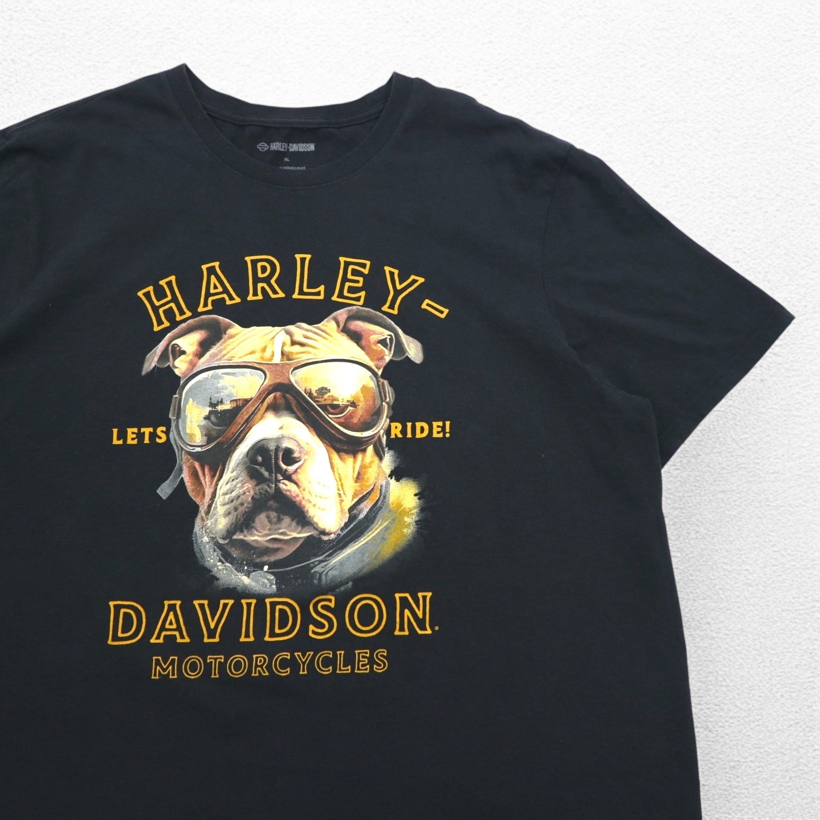 Maglietta HARLEY DAVIDSON con stampa fronte-retro, taglia XL, nera, in cotone, con cane, EL PASO, Made in Honduras