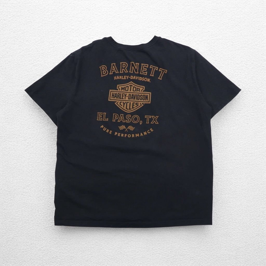 Maglietta HARLEY DAVIDSON con stampa fronte-retro, taglia XL, nera, in cotone, con cane, EL PASO, Made in Honduras