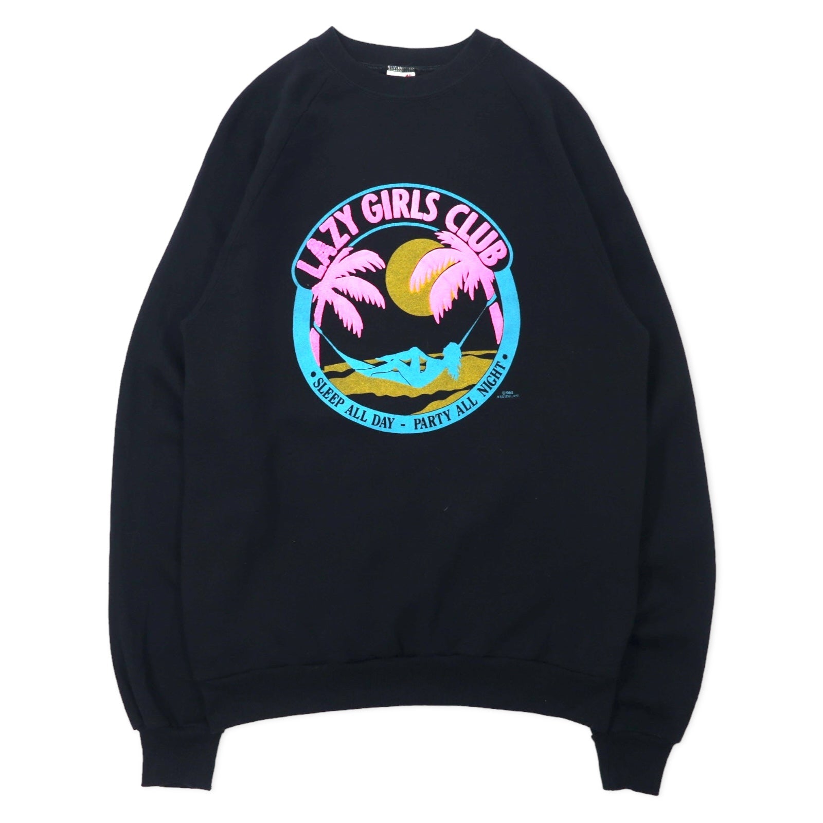 FELPA JERZEES MADE IN USA ANNI '90 STAMPA NERA COTONE INTERNO FELPATO LAZY GIRLS CLUB TAGLIA L