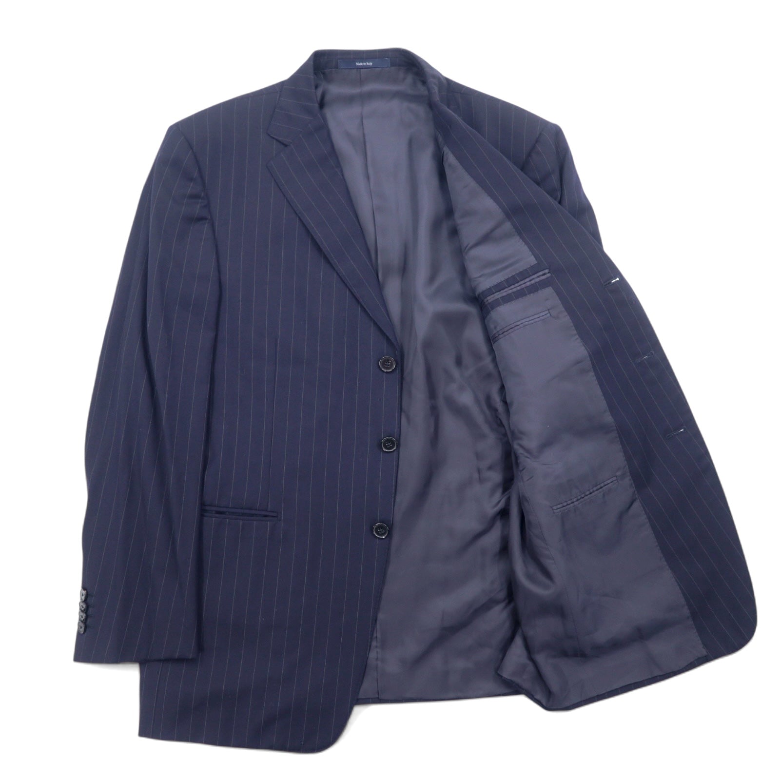 Giacca sartoriale Ermenegildo Zegna Made in Italy XL blu scuro in lana a righe