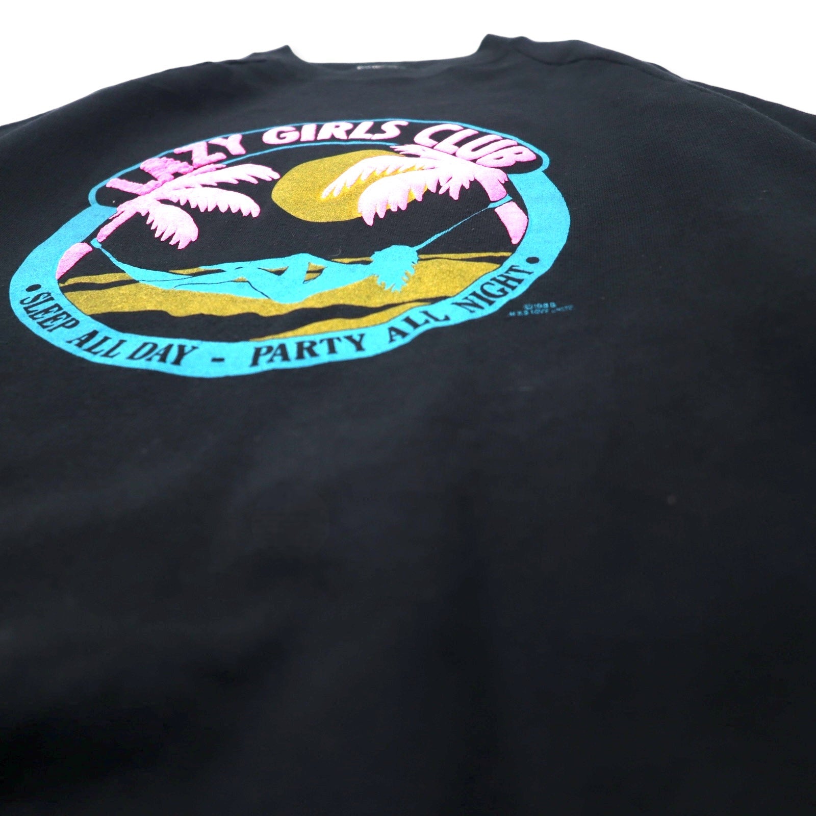 FELPA JERZEES MADE IN USA ANNI '90 STAMPA NERA COTONE INTERNO FELPATO LAZY GIRLS CLUB TAGLIA L