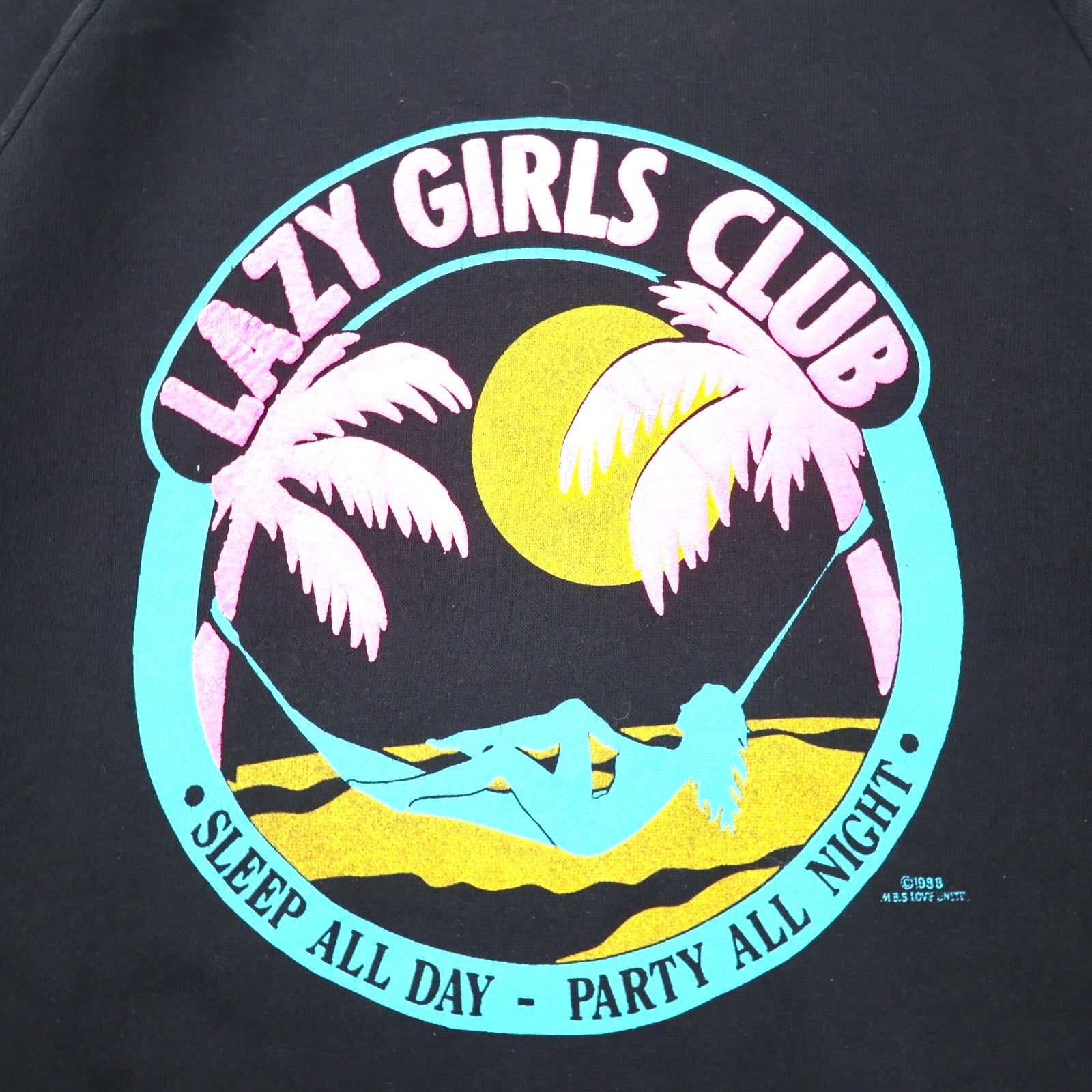 FELPA JERZEES MADE IN USA ANNI '90 STAMPA NERA COTONE INTERNO FELPATO LAZY GIRLS CLUB TAGLIA L