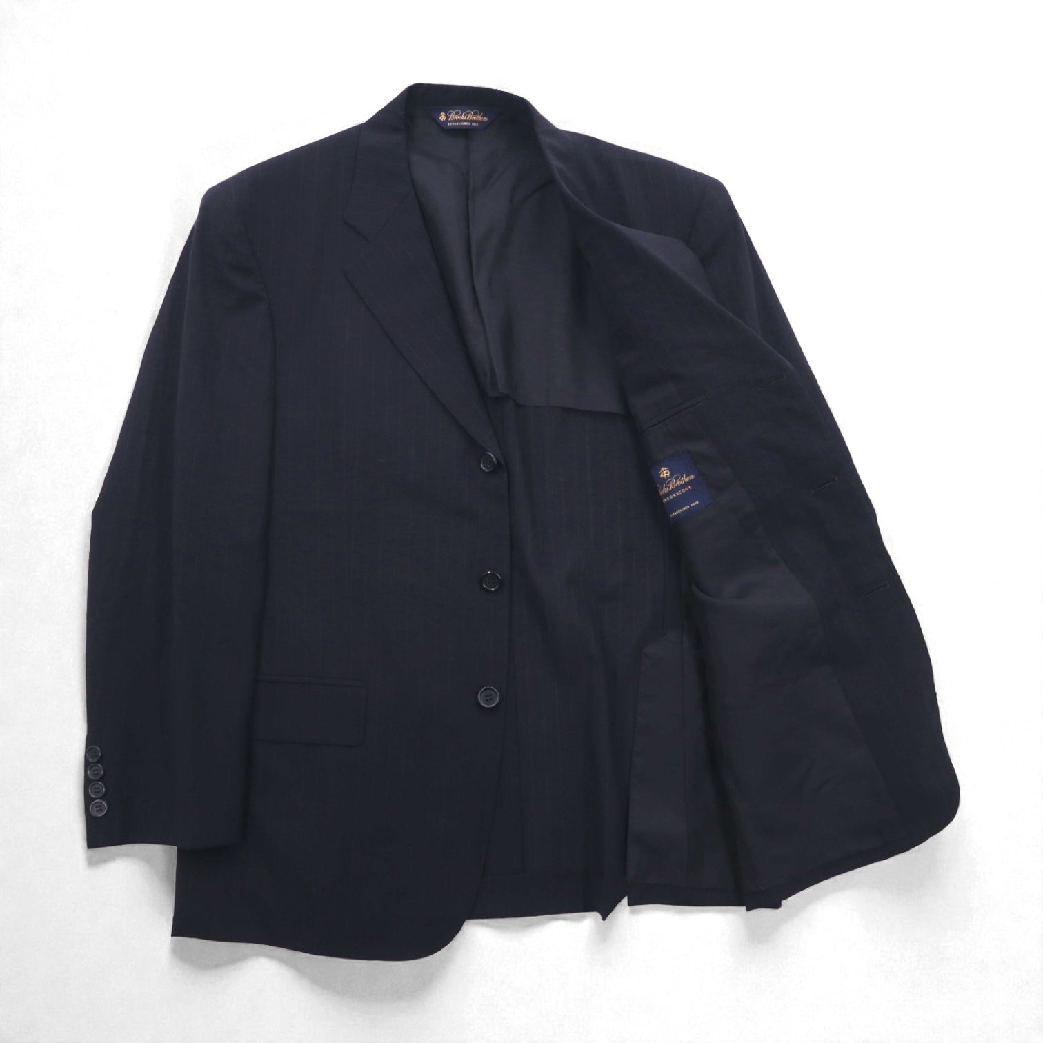Brooks Brothers 3B セットアップ スーツ M ネイビー ウール ストライプ