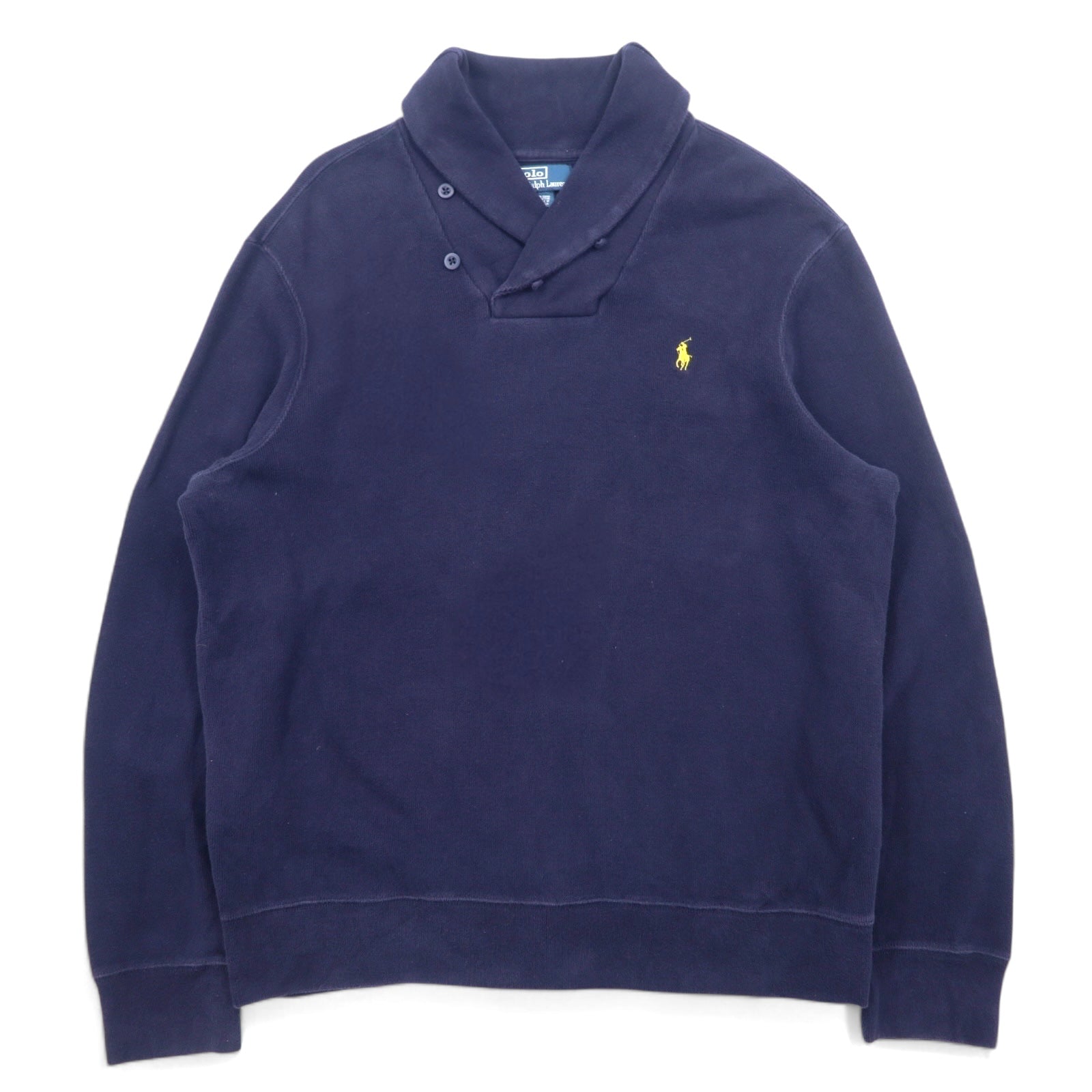 Polo by Ralph Lauren Felpa con collo sciallato XL Blu navy Cotone Ricamo piccolo pony