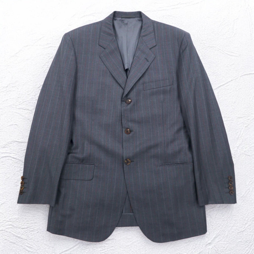 Ermenegildo Zegna イタリア製 3Bスーツ セットアップ L グレー ストライプ ウール