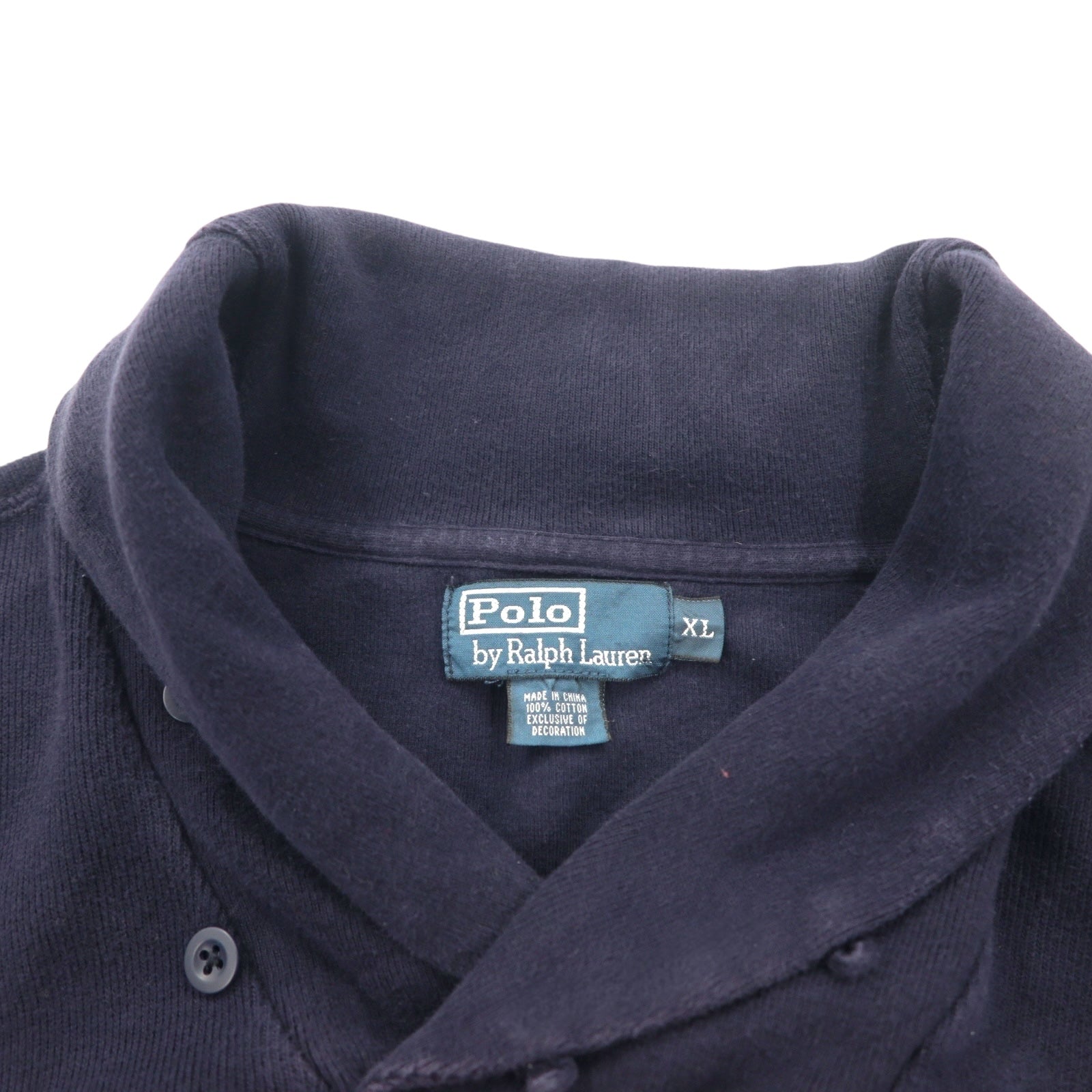 Polo by Ralph Lauren Felpa con collo sciallato XL Blu navy Cotone Ricamo piccolo pony
