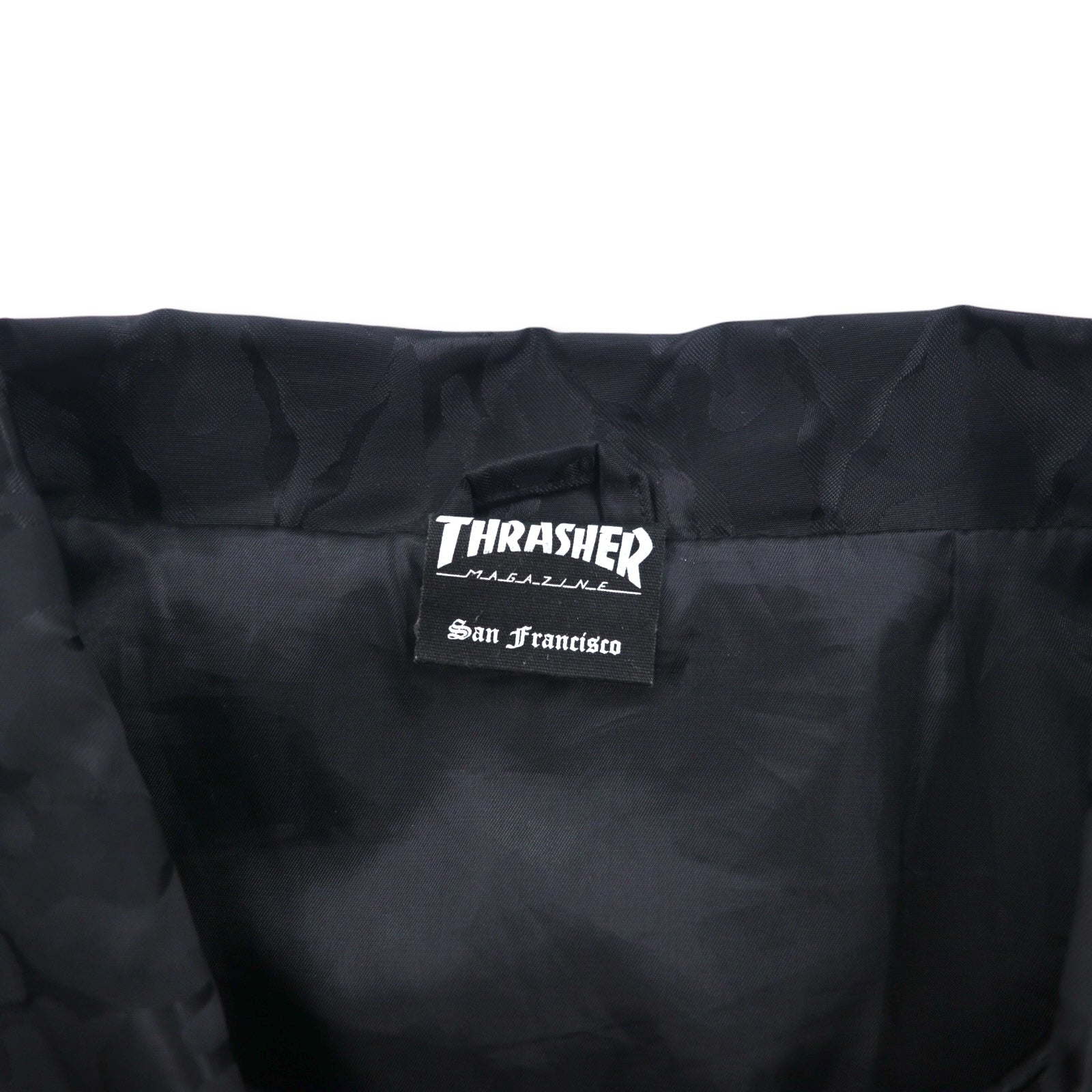 THRASHER カモフラ コーチジャケット L ブラック ポリエステル バックロゴ刺繍