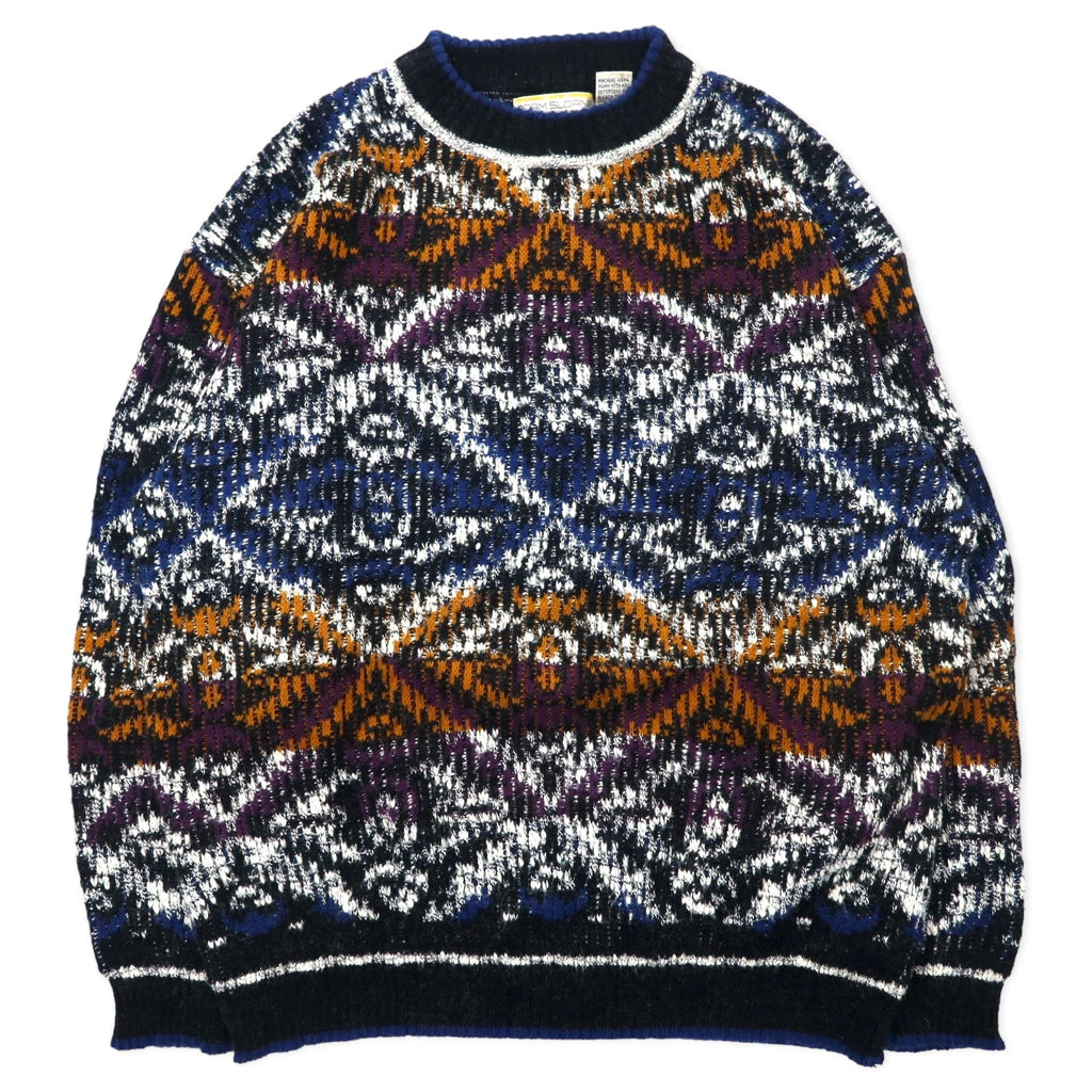 ADAM SLOANE Maglione in maglia acrilica fantasia anni '90, taglia L, multicolore