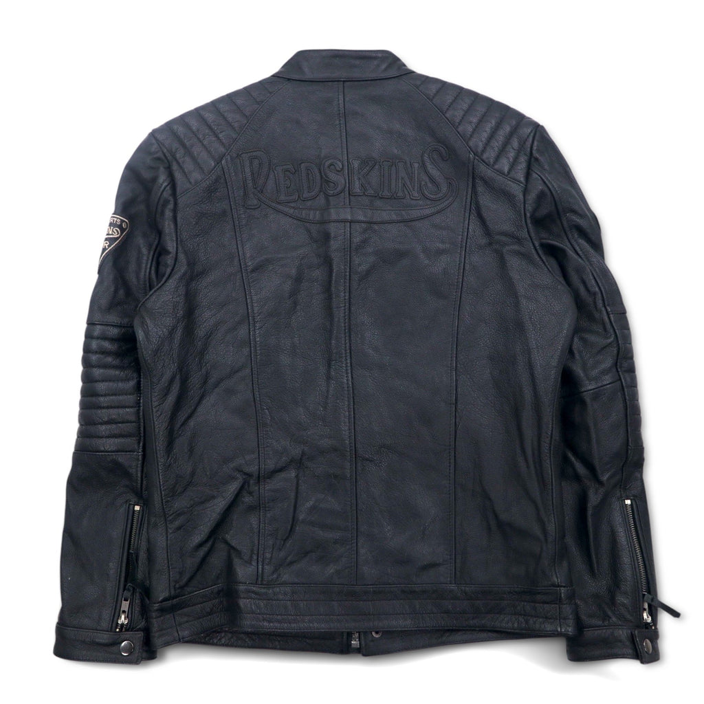 MOTORCYCLE TOGS REDSKINS シングル レザー ライダース バイカージャケット L ブラック ユニオンジャック ワッペン バックロゴ キルティング