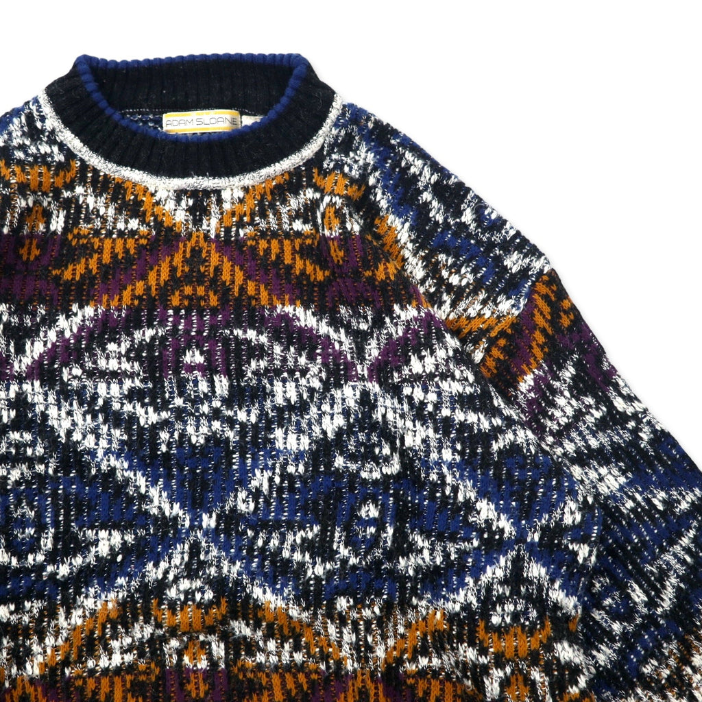 ADAM SLOANE Maglione in maglia acrilica fantasia anni '90, taglia L, multicolore
