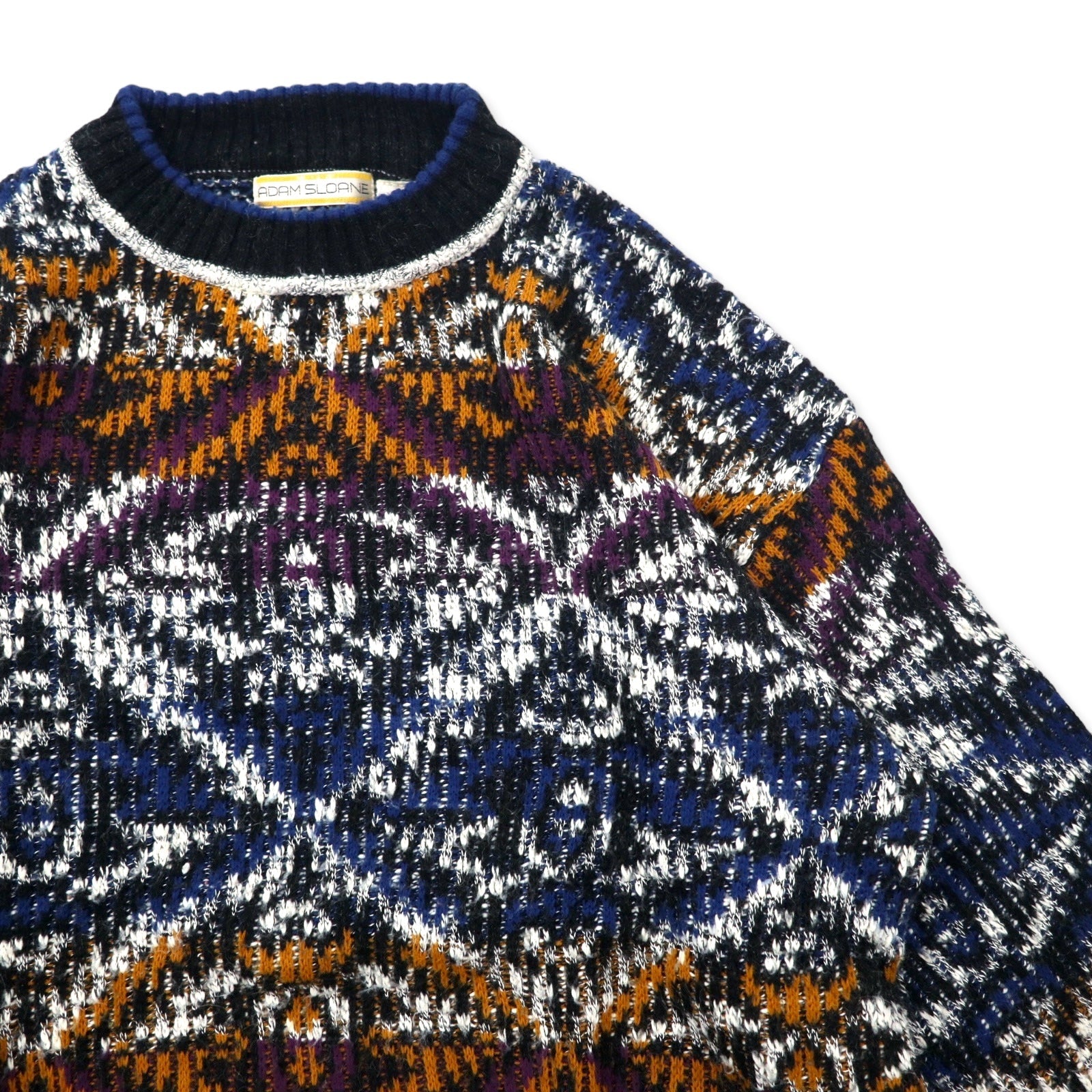 ADAM SLOANE Maglione in maglia acrilica fantasia anni '90, taglia L, multicolore