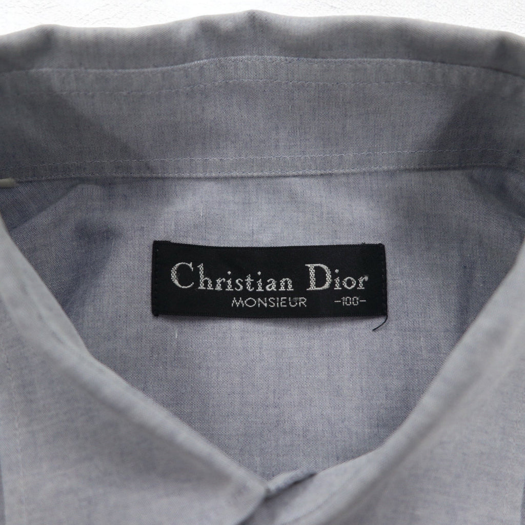 Christian Dior MONSIEUR オールド シャンブレーシャツ L ブルー ワンポイントロゴ刺繍