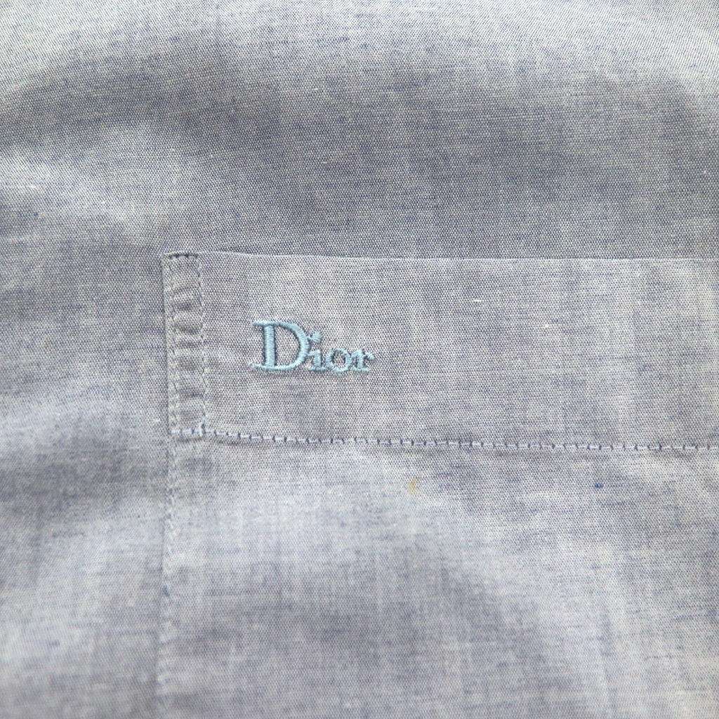 Christian Dior MONSIEUR オールド シャンブレーシャツ L ブルー ワンポイントロゴ刺繍